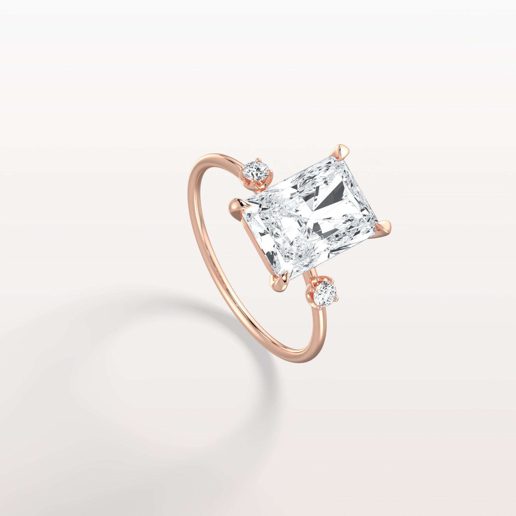 3CT Radiant Cut Lab Grown Diamond Three Stones Engagment Ring - Rings