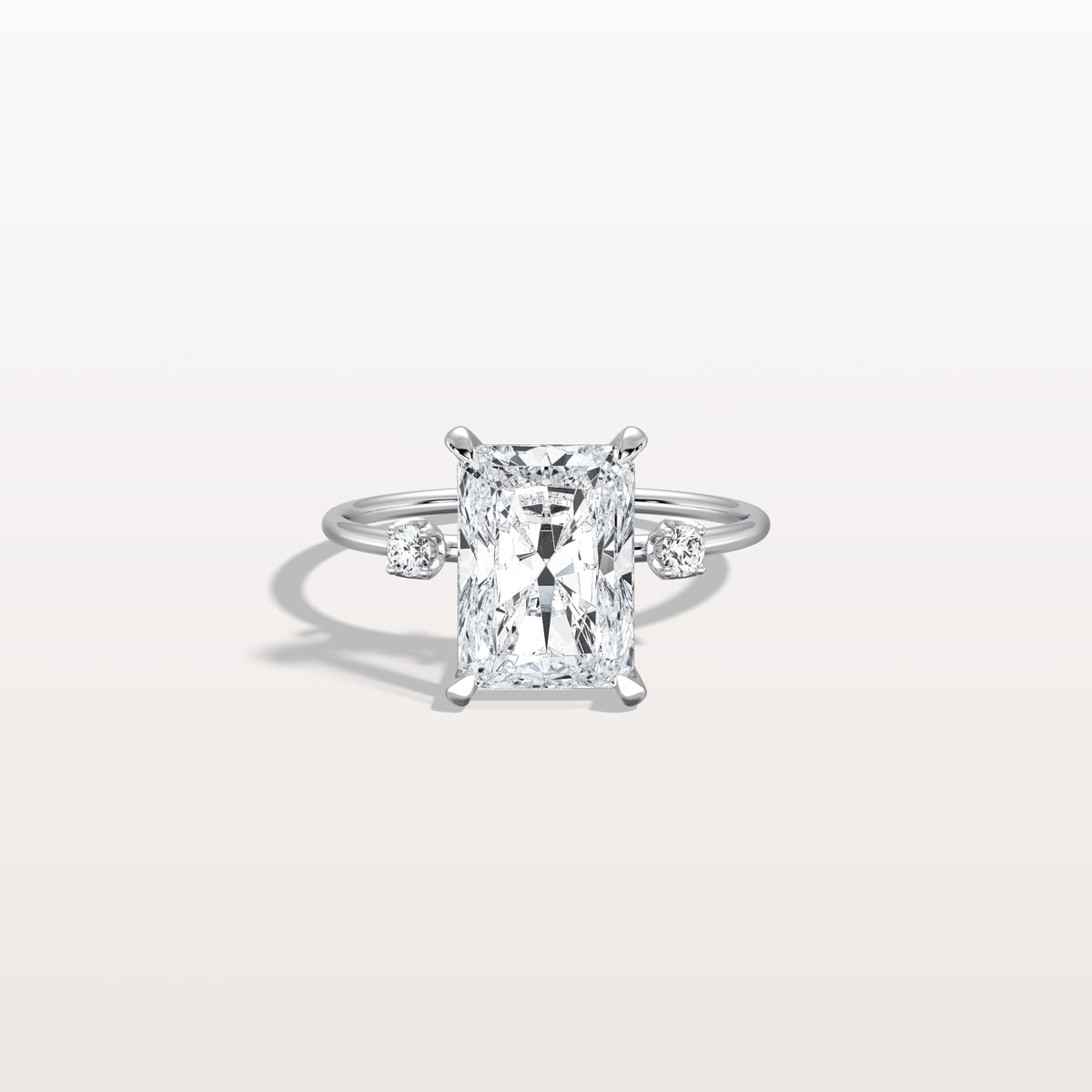 3CT Radiant Cut Lab Grown Diamond Three Stones Engagment Ring - Rings