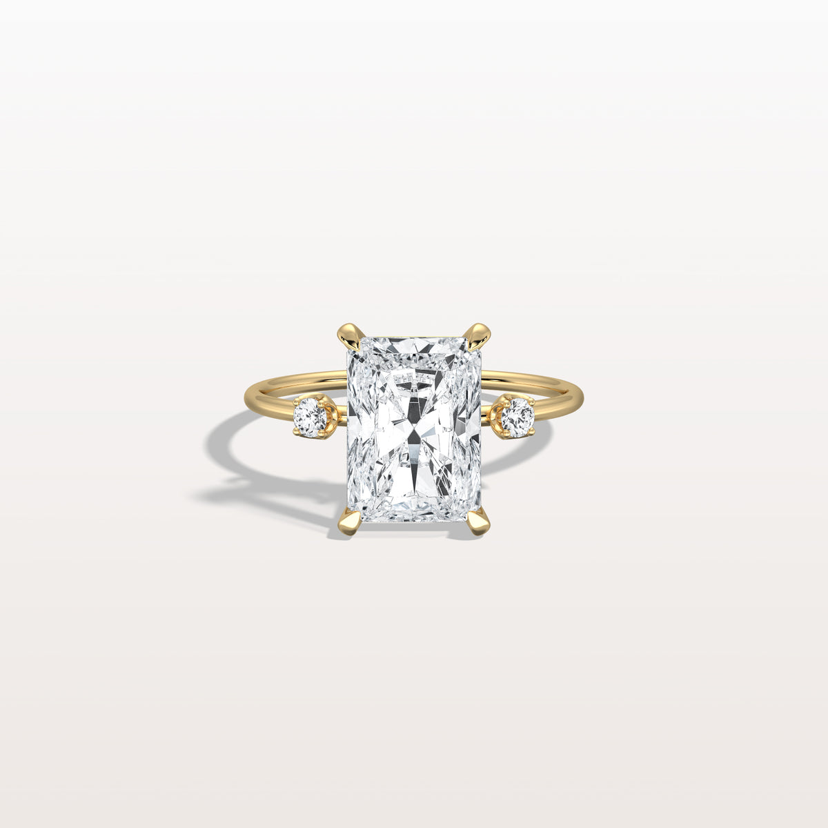 3CT Radiant Cut Lab Grown Diamond Three Stones Engagment Ring - Rings