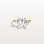 3CT Radiant Cut Lab Grown Diamond Three Stones Engagment Ring - Rings