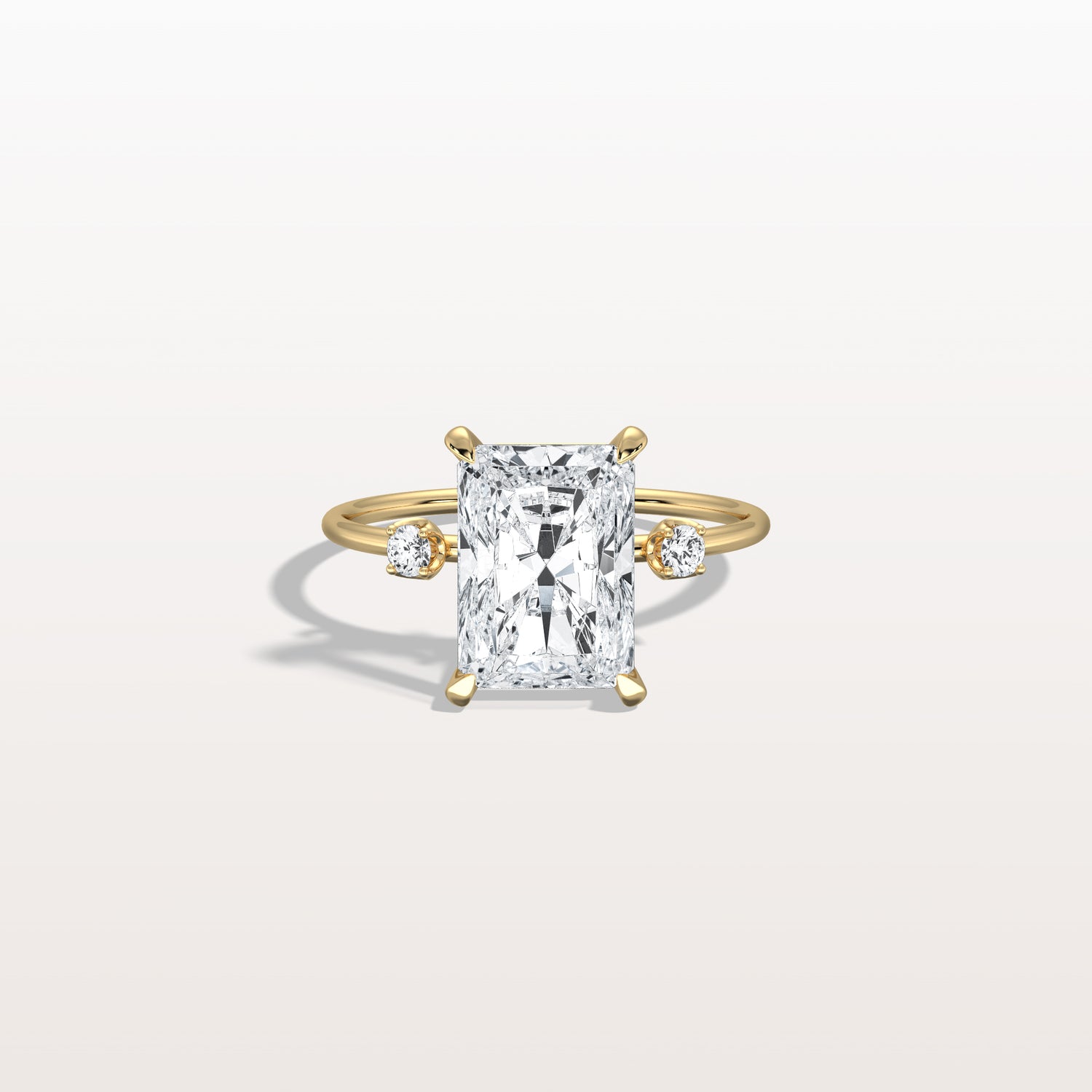 3CT Radiant Cut Lab Grown Diamond Three Stones Engagment Ring - Rings