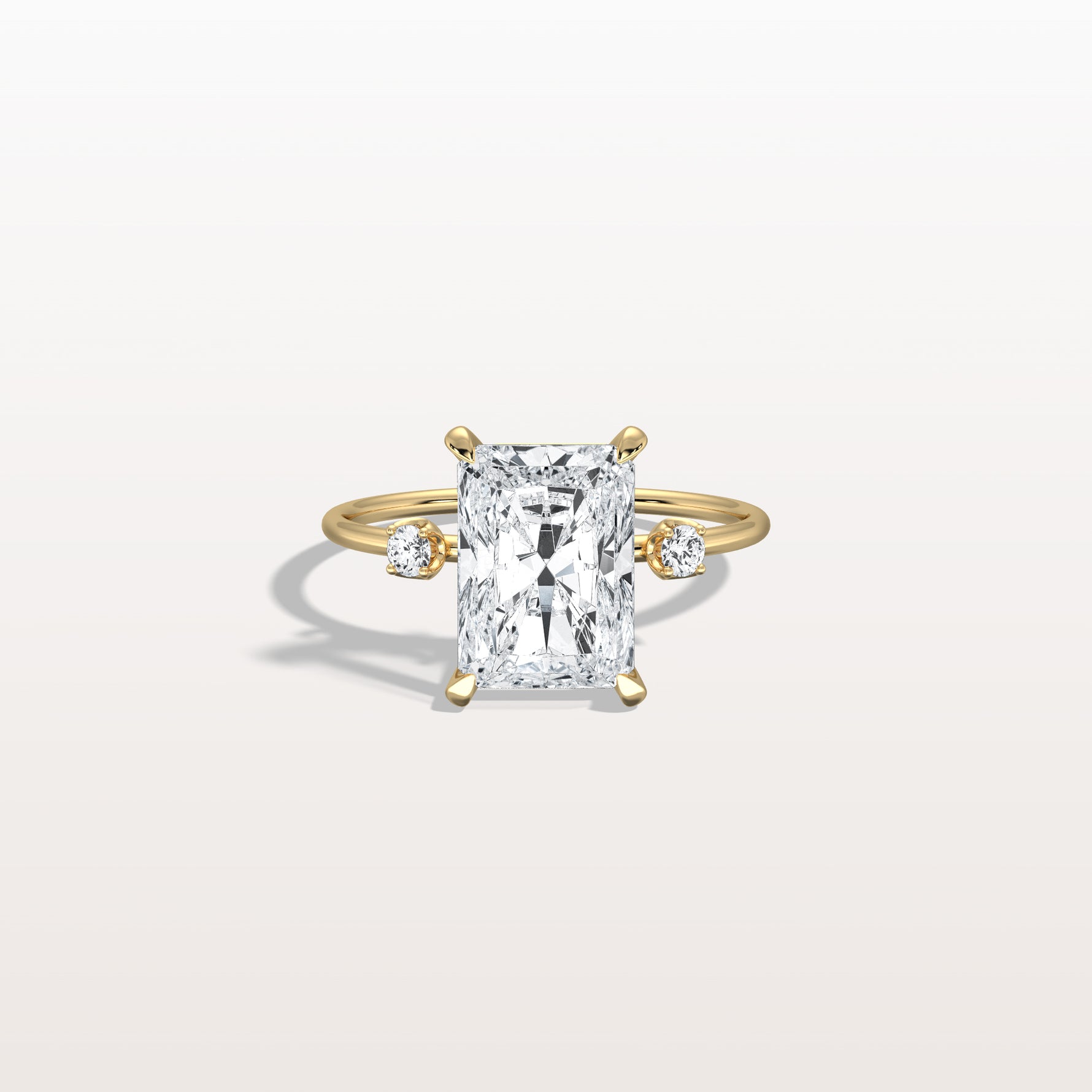 3CT Radiant Cut Lab Grown Diamond Three Stones Engagment Ring - Rings
