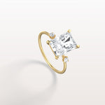 3CT Radiant Cut Lab Grown Diamond Three Stones Engagment Ring - Rings