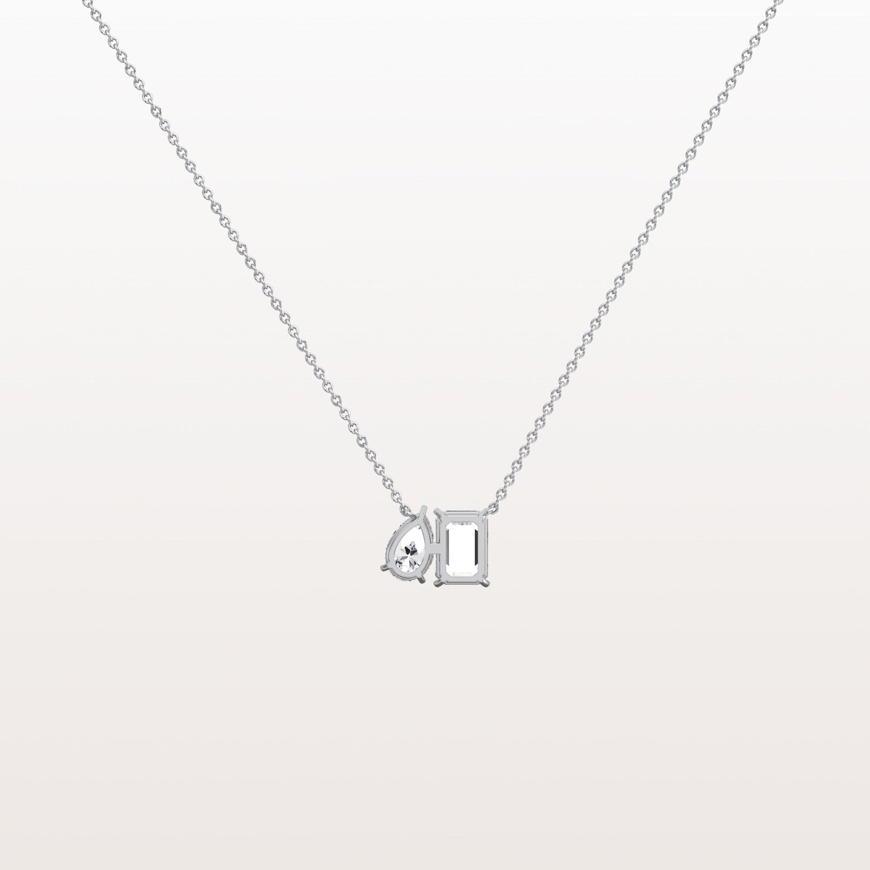 2CTW Emerald and Pear Cut Lab Diamond Toi et Moi Necklace - Necklaces
