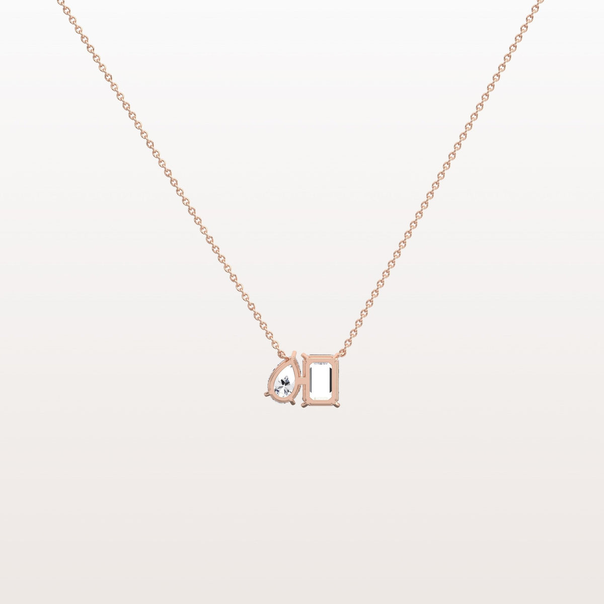 2CTW Emerald and Pear Cut Lab Diamond Toi et Moi Necklace - Necklaces