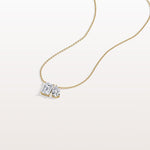 2CTW Emerald and Pear Cut Lab Diamond Toi et Moi Necklace - Necklaces