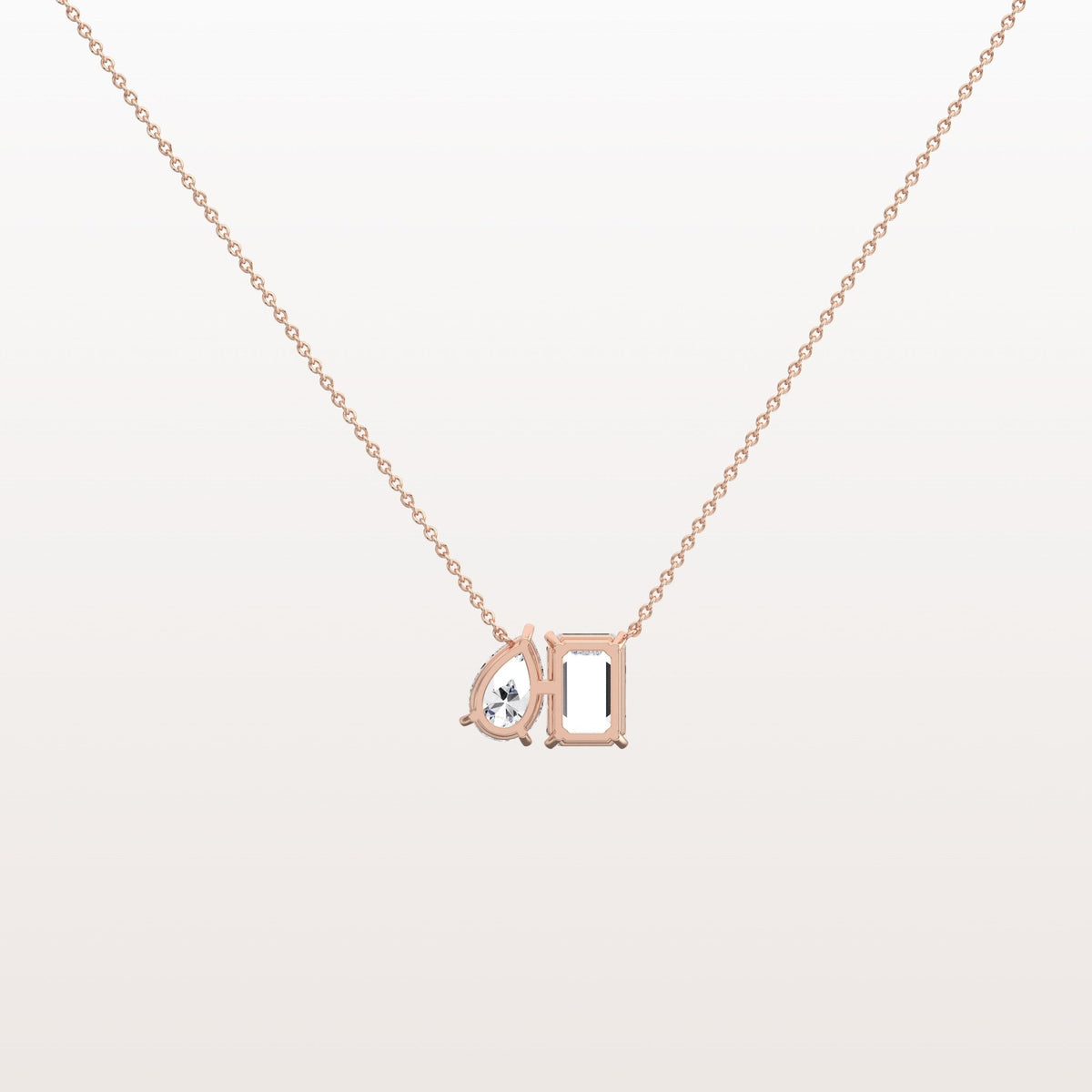 4CTW Emerald and Pear Cut Lab Diamoned Toi et Moi Necklace - Necklaces