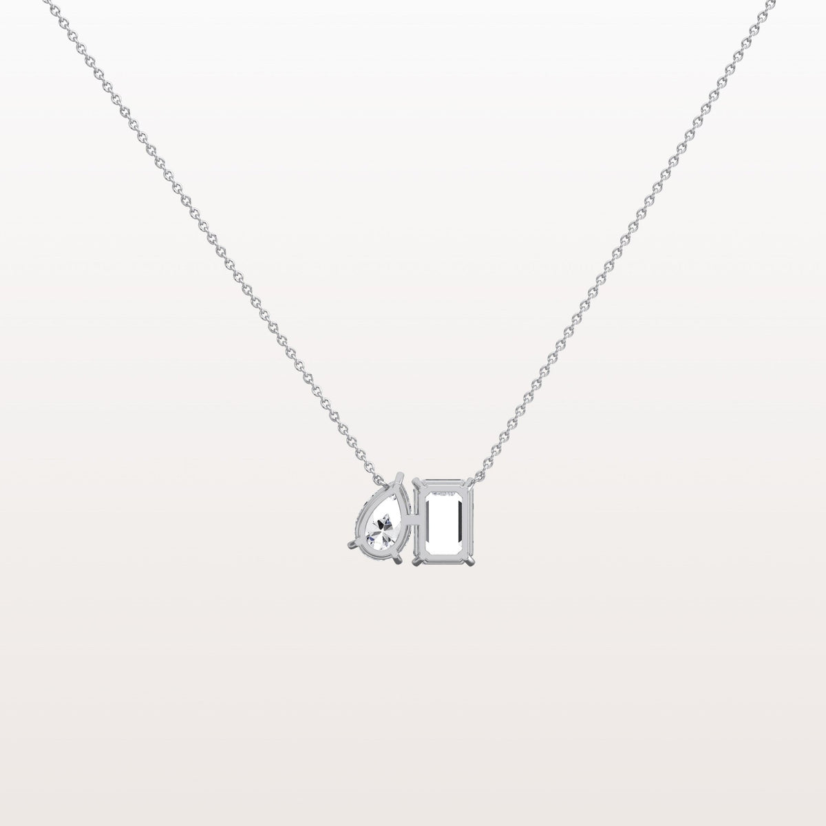 4CTW Emerald and Pear Cut Lab Diamoned Toi et Moi Necklace - Necklaces