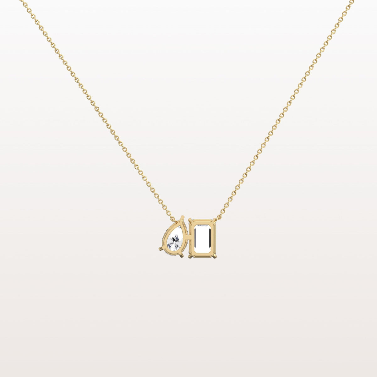 4CTW Emerald and Pear Cut Lab Diamoned Toi et Moi Necklace - Necklaces