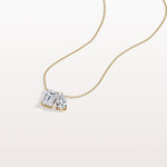 4CTW Emerald and Pear Cut Lab Diamoned Toi et Moi Necklace - Necklaces