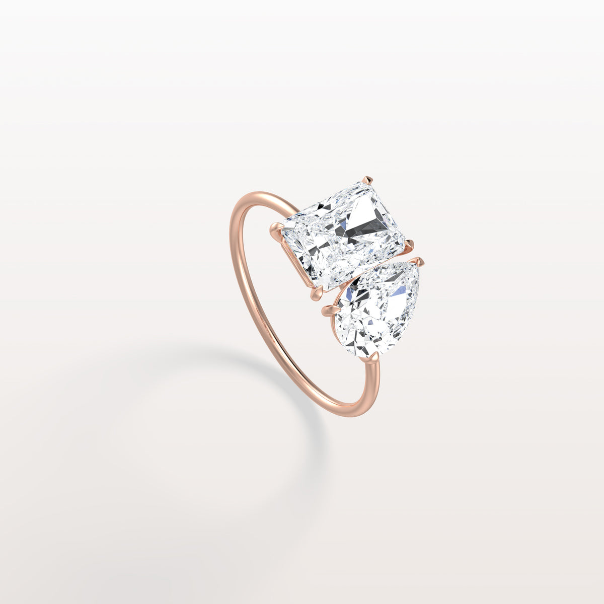 4CTW Lab Grown Diamond Toi Et Moi Engagement Ring In 14K Solid Gold/Platinum - Rings