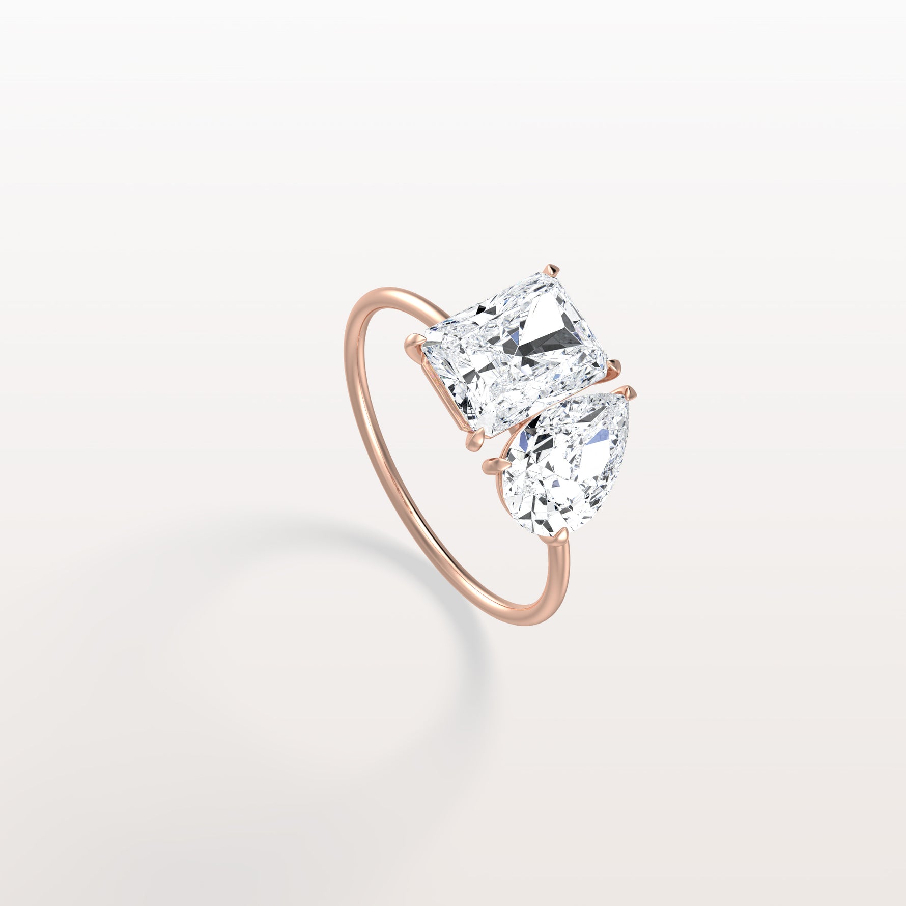 4CTW Lab Grown Diamond Toi Et Moi Engagement Ring In 14K Solid Gold/Platinum - Rings