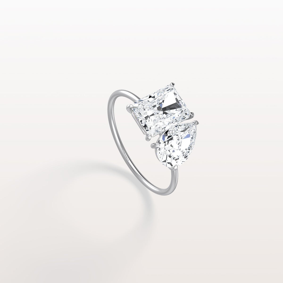 4CTW Lab Grown Diamond Toi Et Moi Engagement Ring In 14K Solid Gold/Platinum - Rings