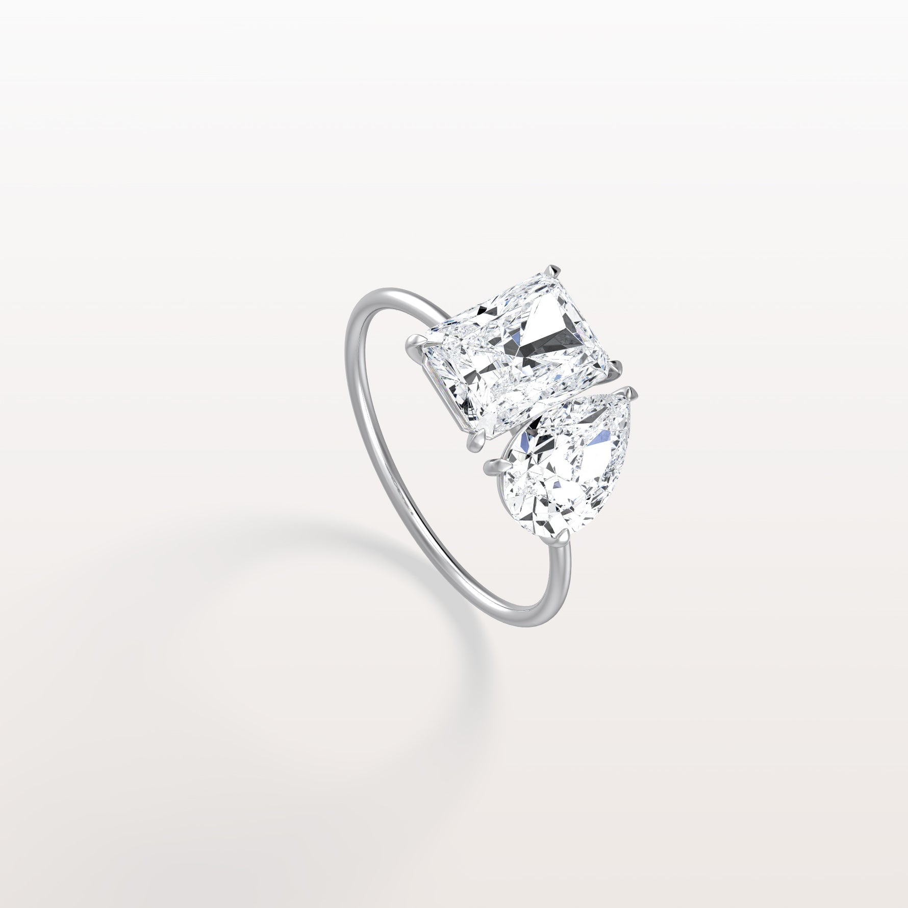4CTW Lab Grown Diamond Toi Et Moi Engagement Ring In 14K Solid Gold/Platinum - Rings