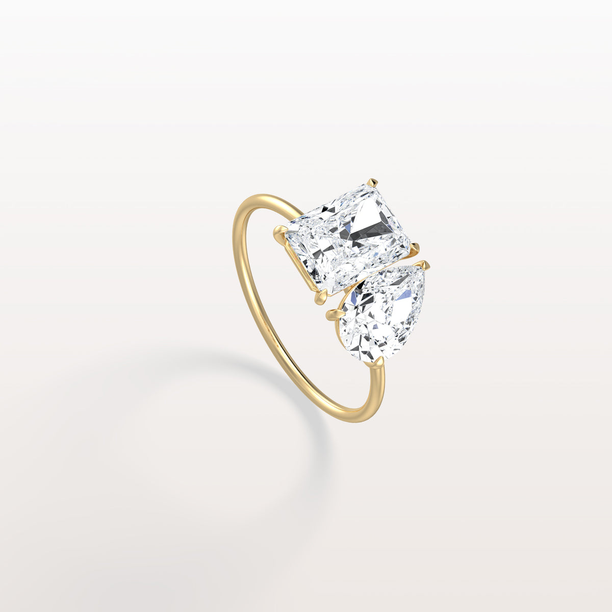 4CTW Lab Grown Diamond Toi Et Moi Engagement Ring In 14K Solid Gold/Platinum - Rings