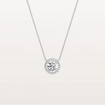 0.5CT Round Lab Grown Diamond Halo Necklace In 14K Solid Gold/Platinum - Necklaces