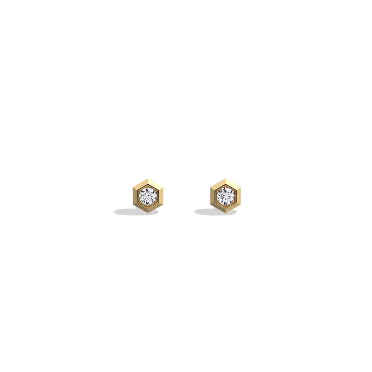 Lab Grown Diamond Hexagon Studs in 14K Solid Gold/Platinum - Earrings