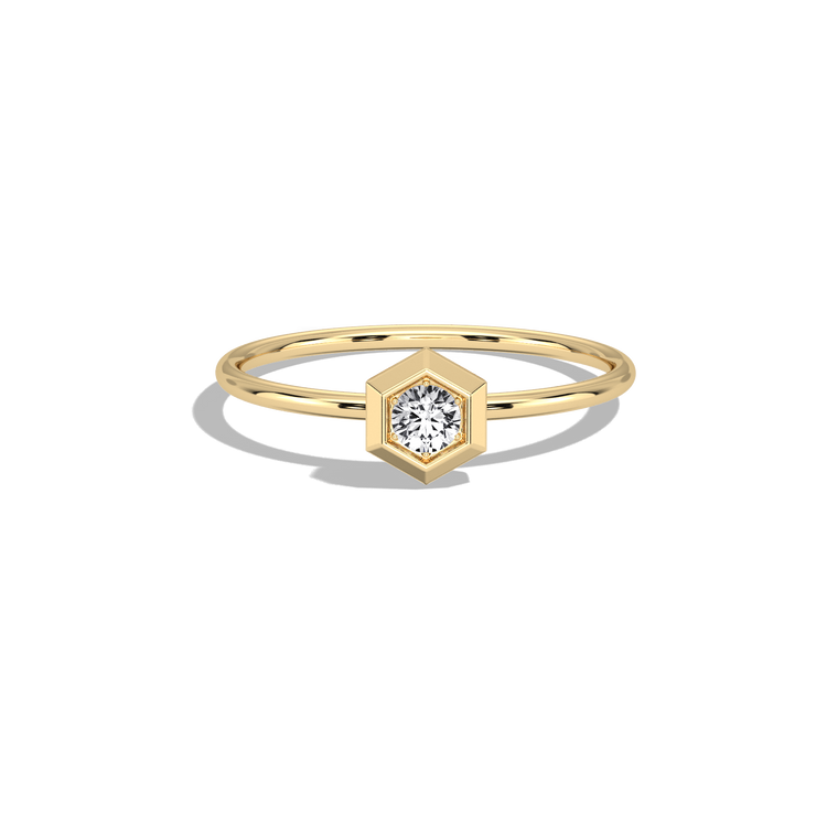 Hexagon Lab Grown Diamond Fashion Ring in 14K Solid Gold/Platinum - Rings
