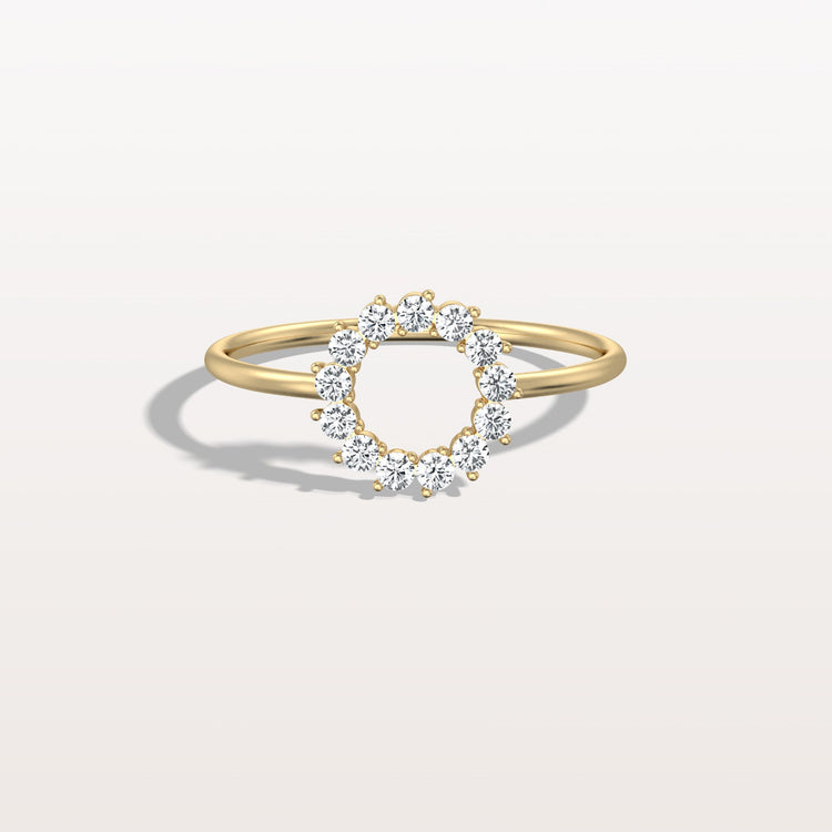 Lab Grown Diamond Open Circle Ring in 14K Solid Gold/Platinum - Rings