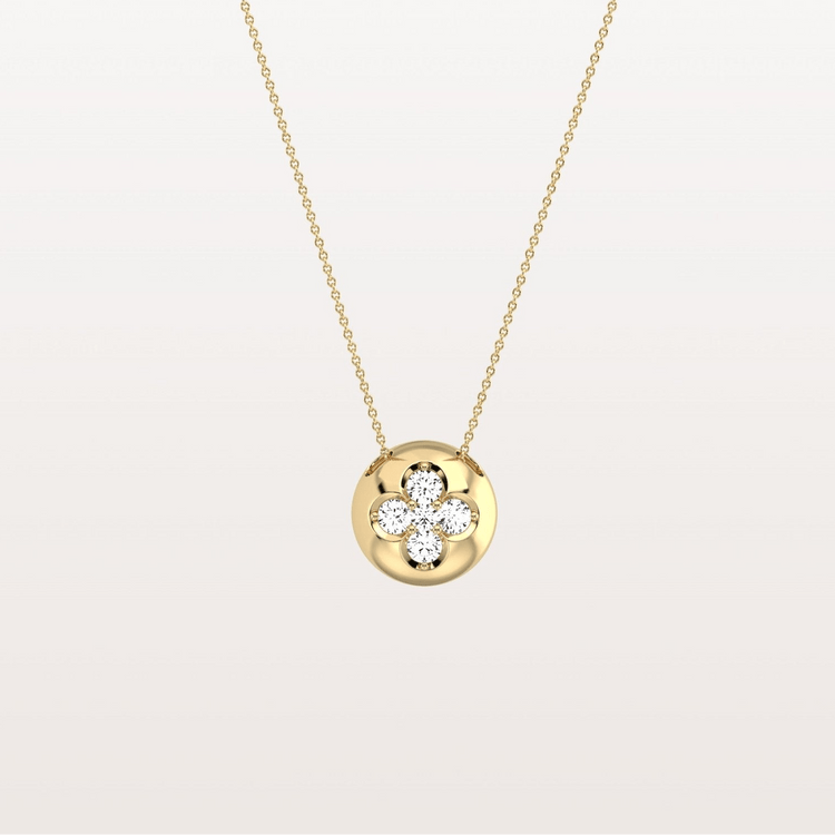 Lab Grown Diamond Blossom Necklace in 14K Solid Gold/Platinum - Necklaces