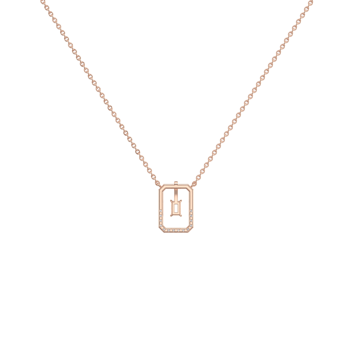 Emerald Cut Lab Diamond Rectangular Pendant Necklace - 
