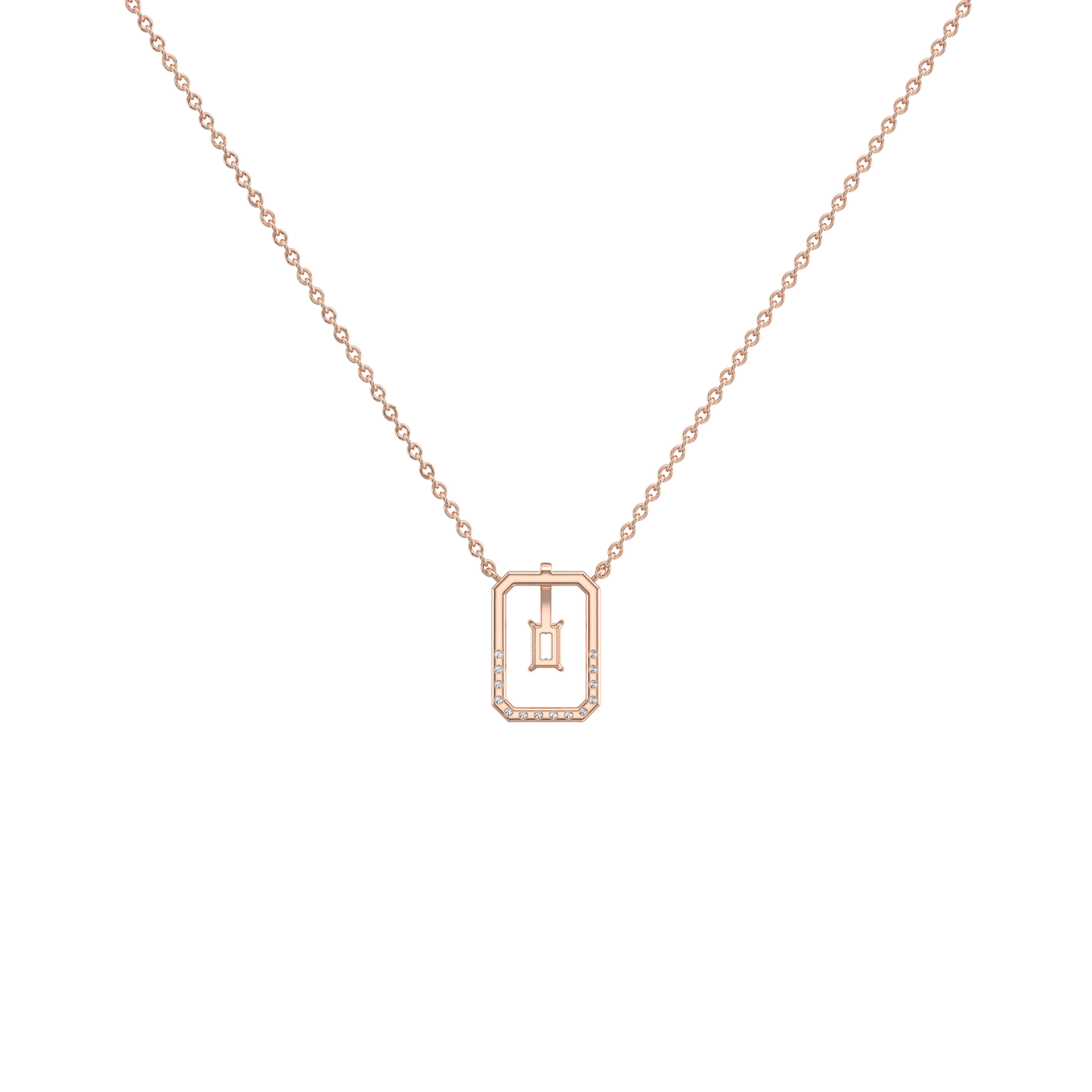 Emerald Cut Lab Diamond Rectangular Pendant Necklace - 