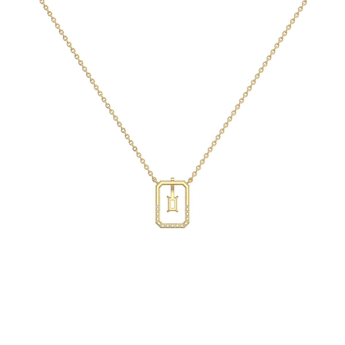 Emerald Cut Lab Diamond Rectangular Pendant Necklace - 