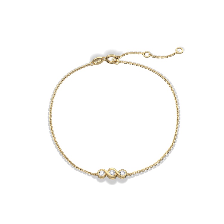 14K Solid Gold Lab Created Diamond Bezel Set Trio Bracelet - Bracelets