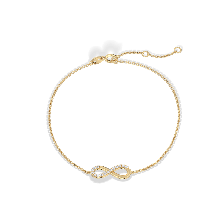 14K Solid Gold Lab Grown Diamond Infinity Chain Bracelets - Bracelets