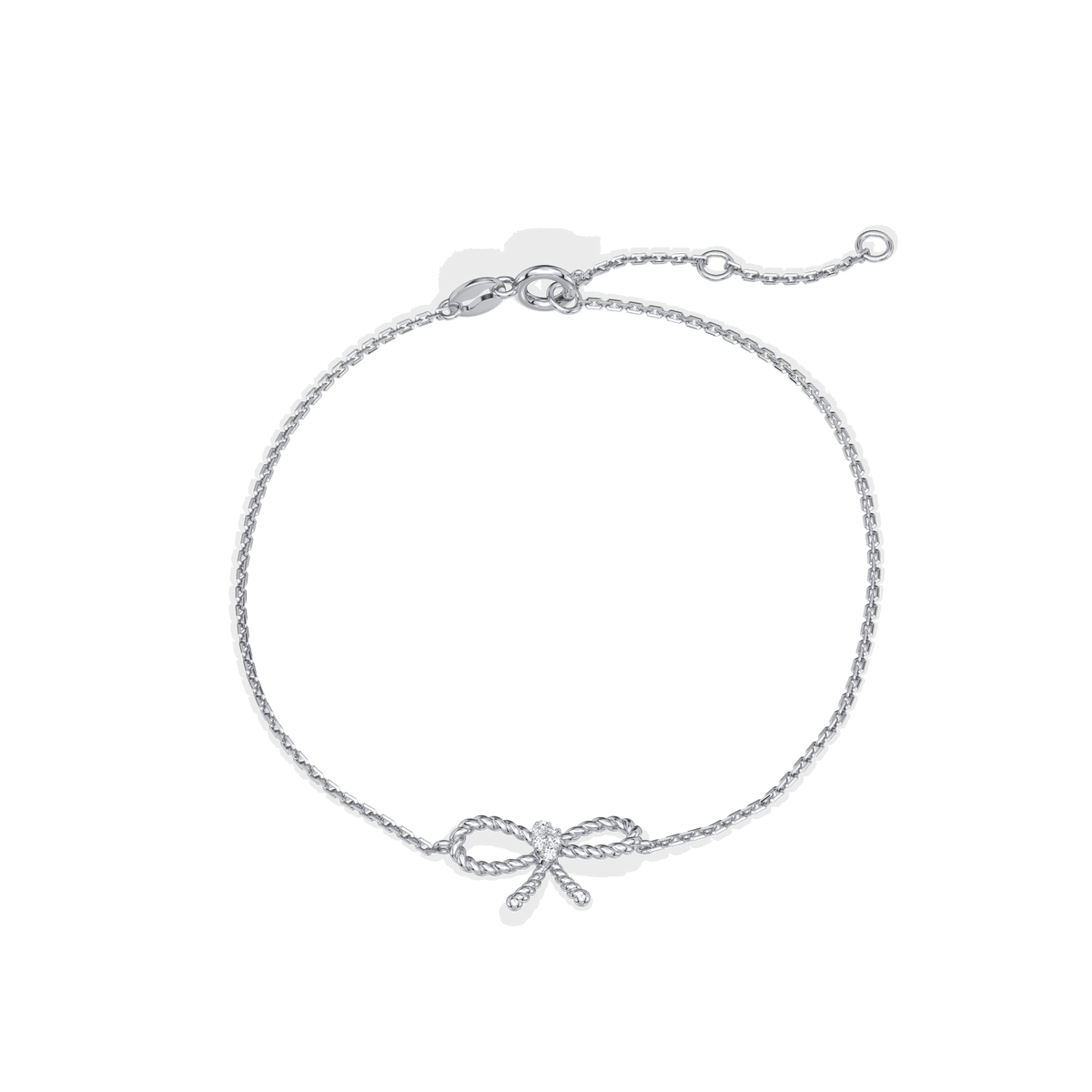 Lab Grown Diamond Bow Bracelet In 14K Solid Gold/Platinum - Bracelets