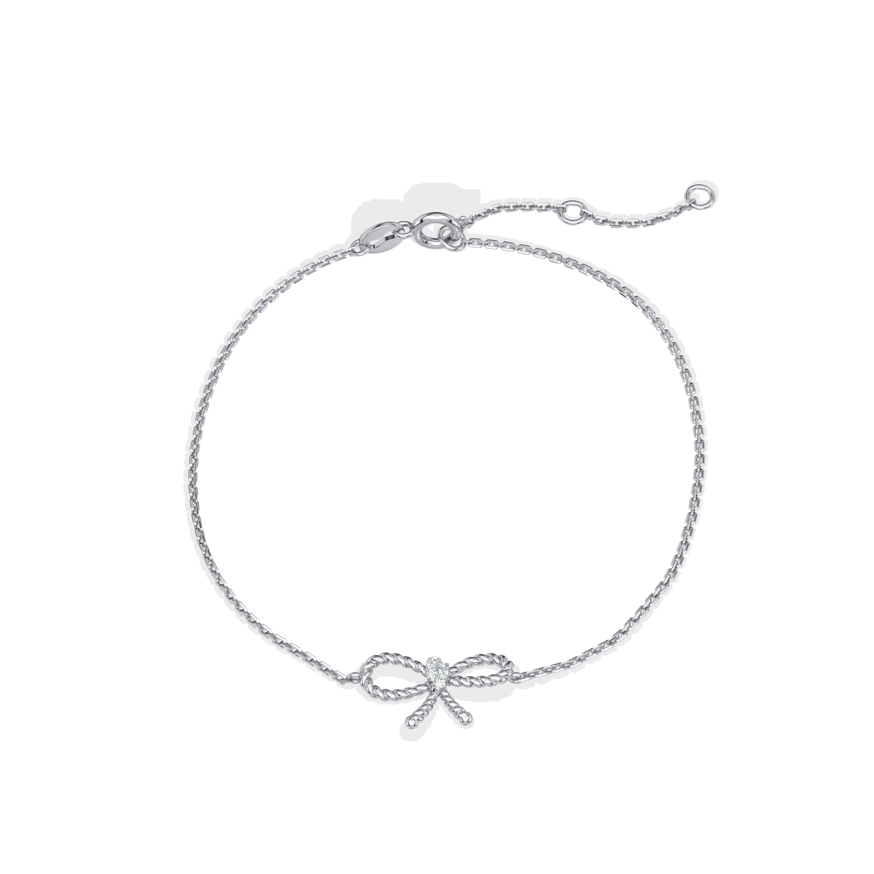 Lab Grown Diamond Bow Bracelet In 14K Solid Gold/Platinum - Bracelets
