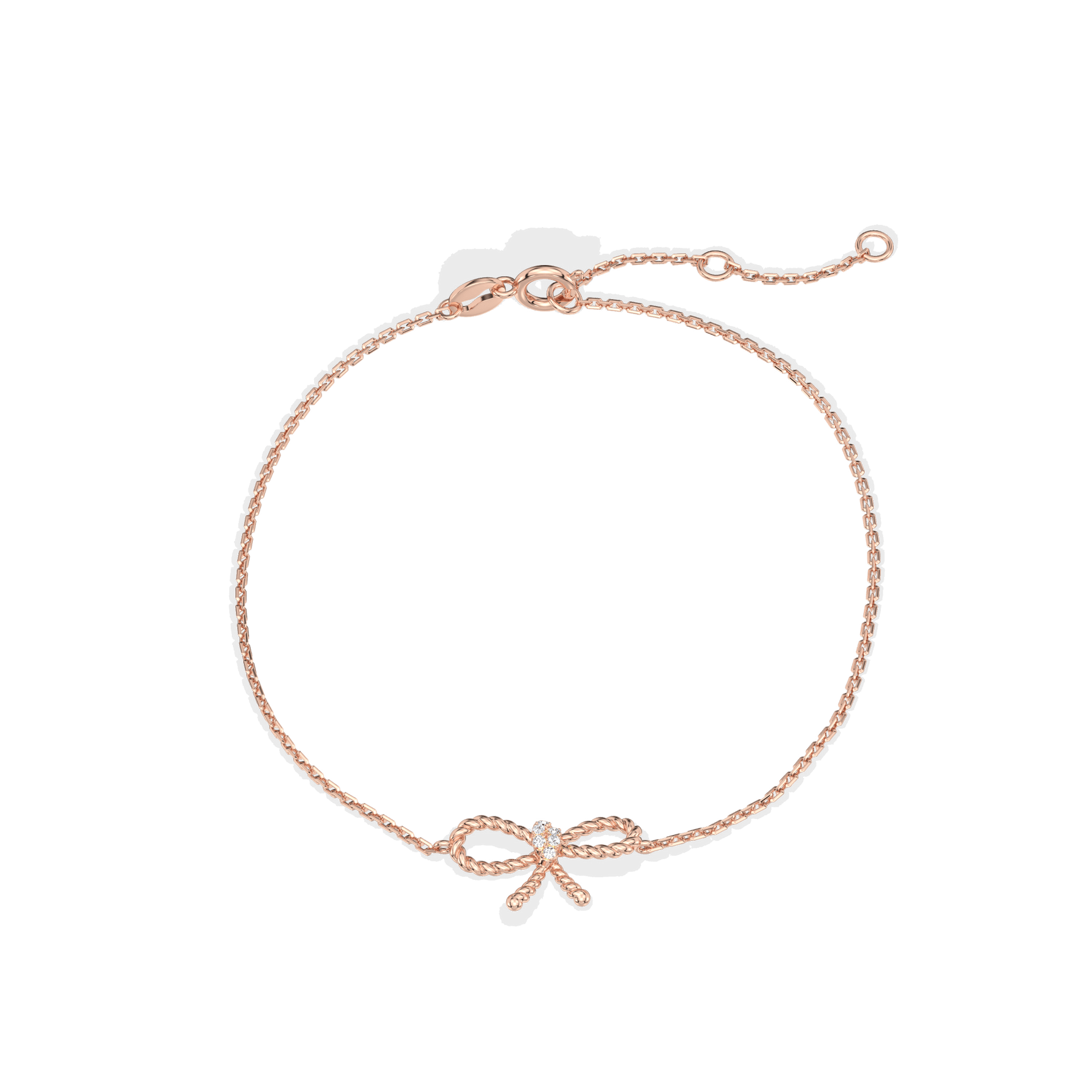 Lab Grown Diamond Bow Bracelet In 14K Solid Gold/Platinum - Bracelets