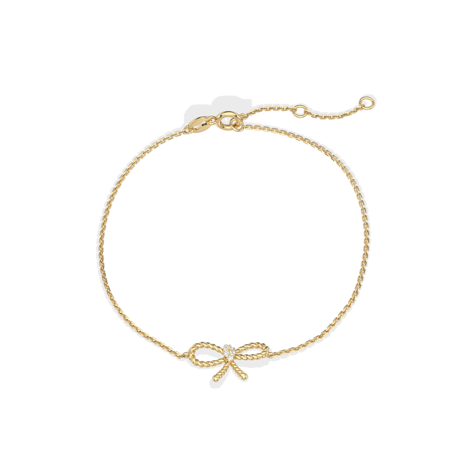 Lab Grown Diamond Bow Bracelet In 14K Solid Gold/Platinum - Bracelets