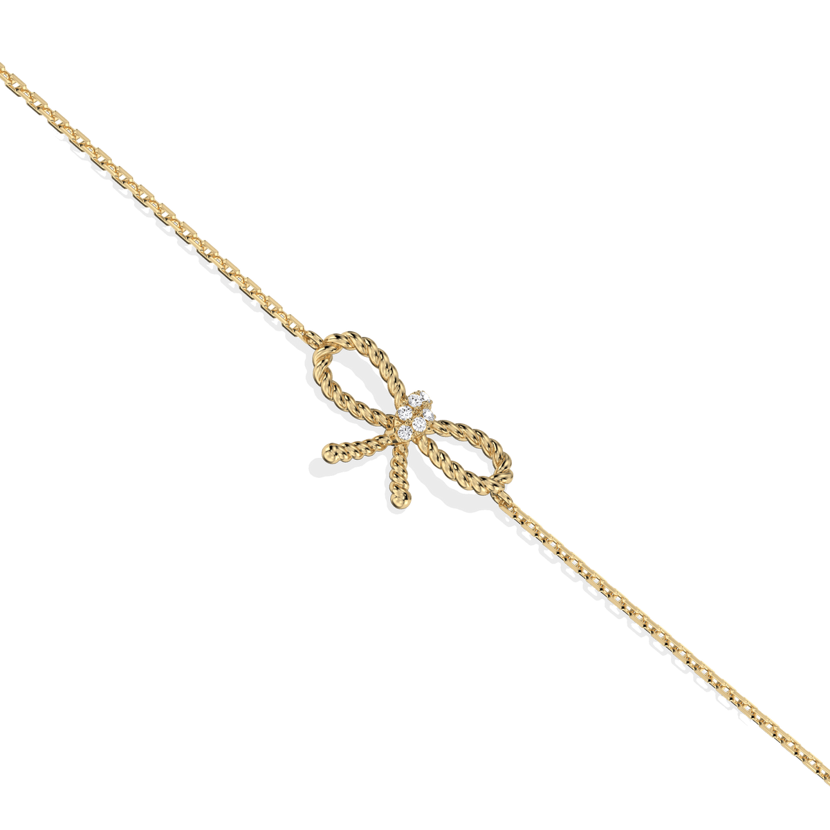 Lab Grown Diamond Bow Bracelet In 14K Solid Gold/Platinum - Bracelets
