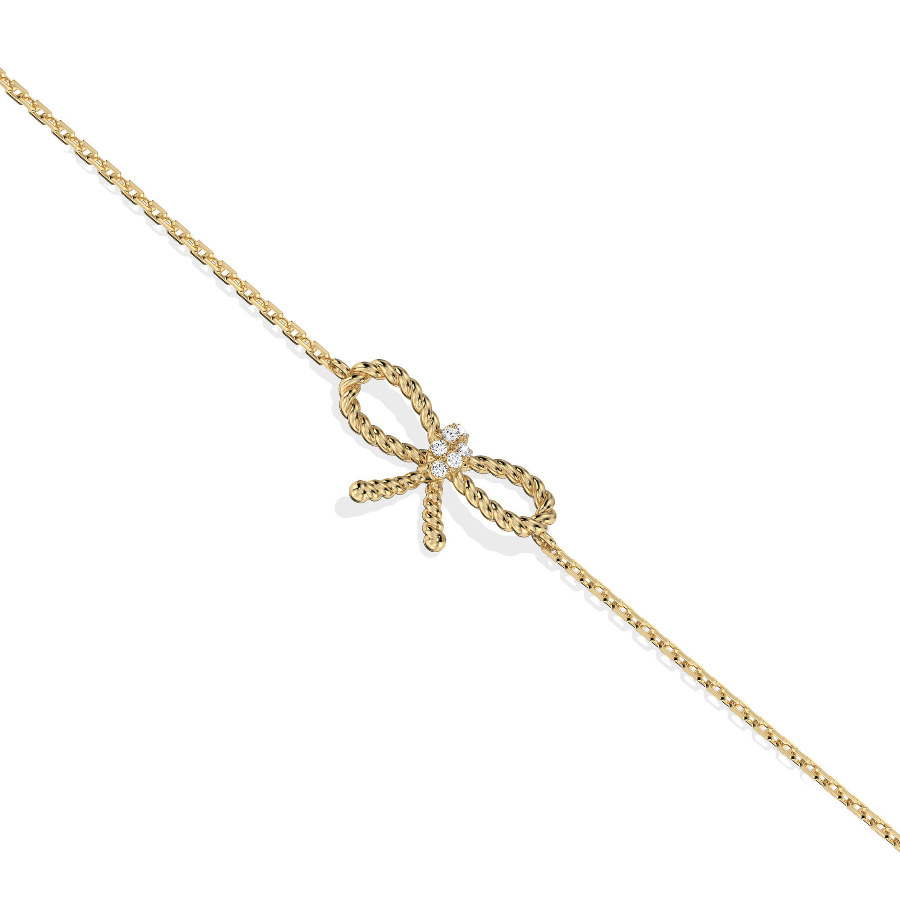 Lab Grown Diamond Bow Bracelet In 14K Solid Gold/Platinum - Bracelets