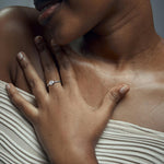 Hexagon Lab Grown Diamond Fashion Ring in 14K Solid Gold/Platinum - Rings