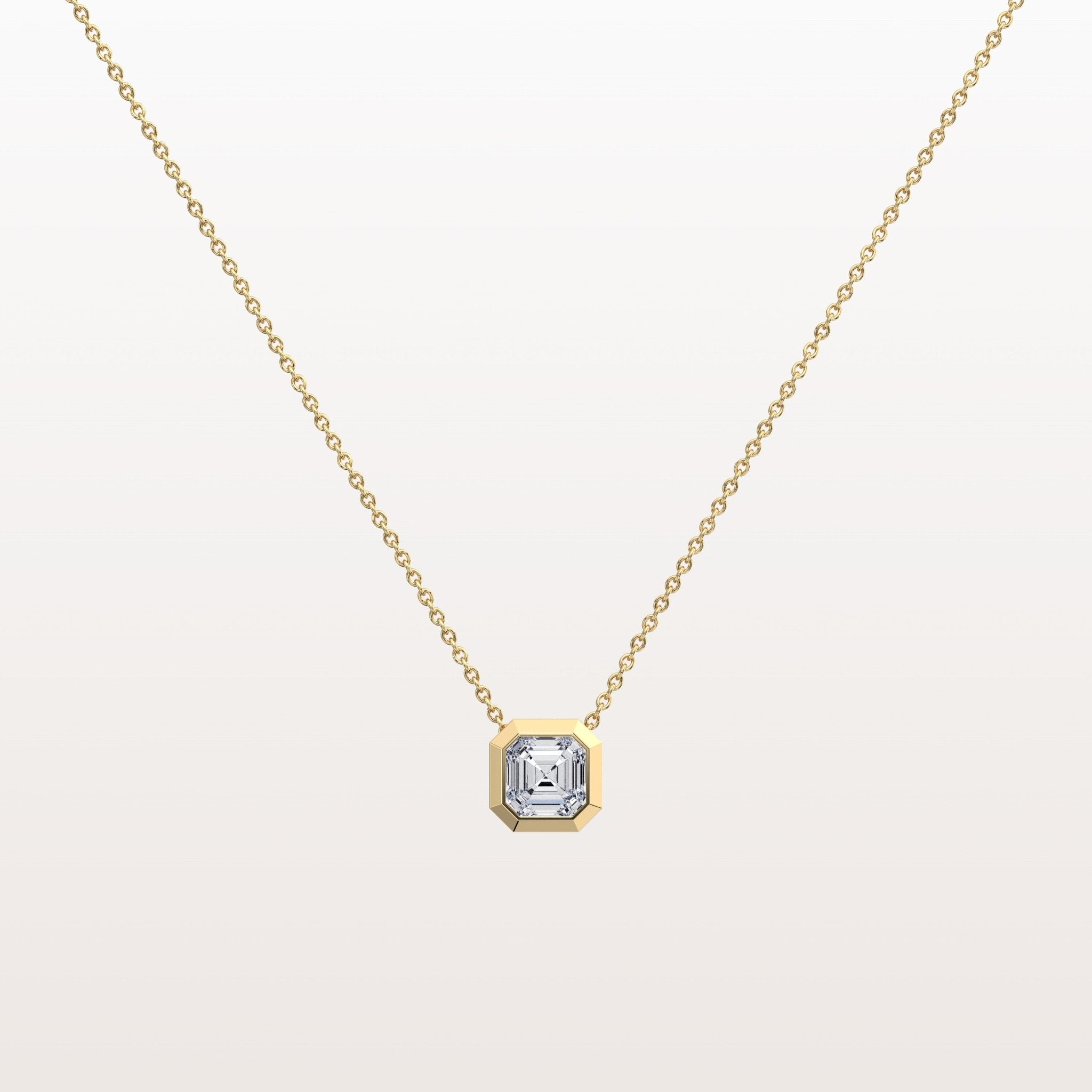 1CT Asscher Cut Lab Diamond Octagon Shape Pendant Necklace - Necklaces