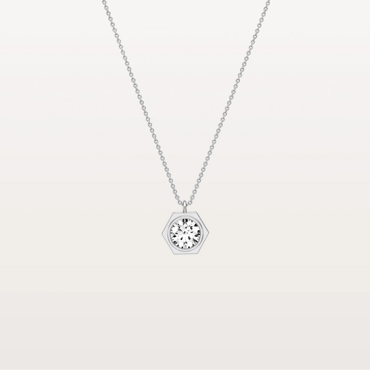 Hexagon Lab Grown Diamond Necklace in 14K Solid Gold/Platinum - Necklaces