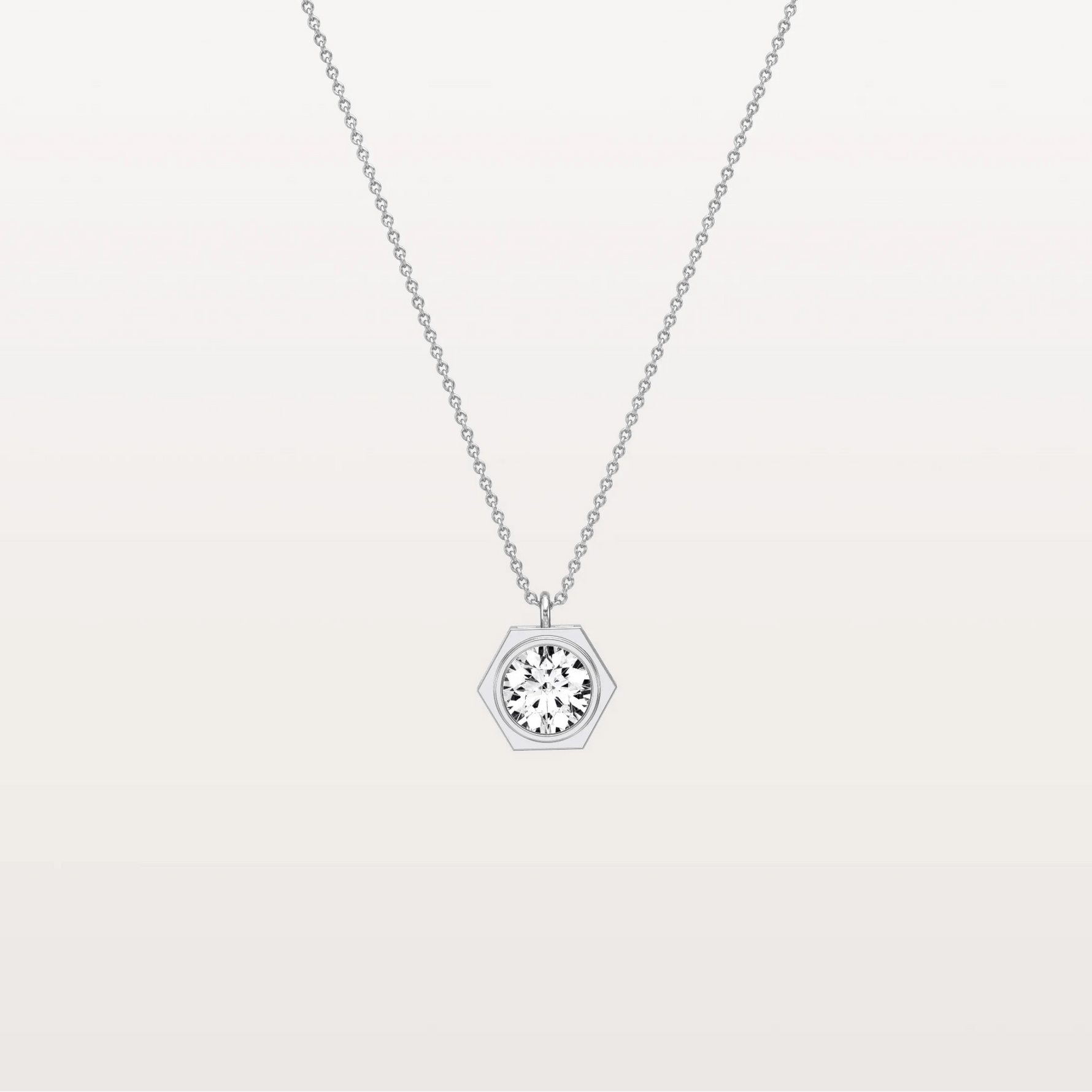 Hexagon Lab Grown Diamond Necklace in 14K Solid Gold/Platinum - Necklaces