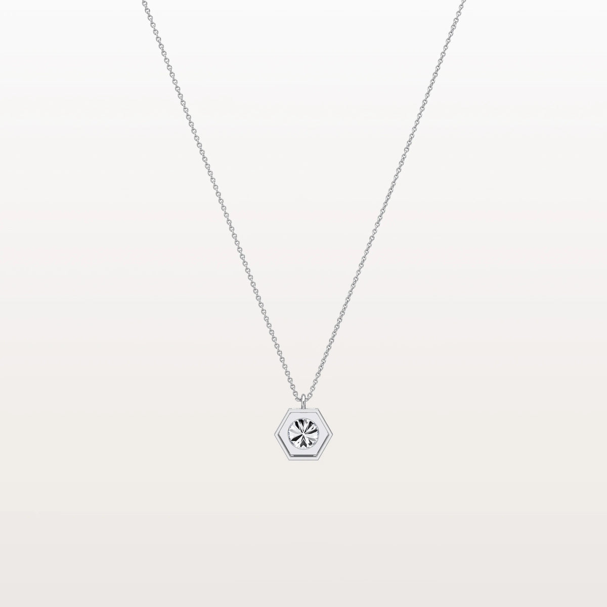 Hexagon Lab Grown Diamond Necklace in 14K Solid Gold/Platinum - Necklaces