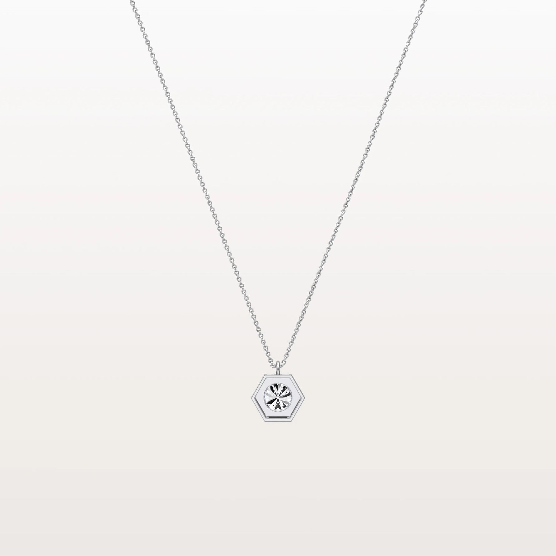 Hexagon Lab Grown Diamond Necklace in 14K Solid Gold/Platinum - Necklaces
