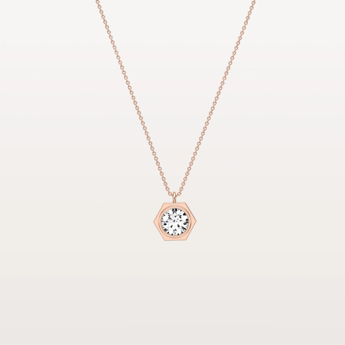 Hexagon Lab Grown Diamond Necklace in 14K Solid Gold/Platinum - Necklaces