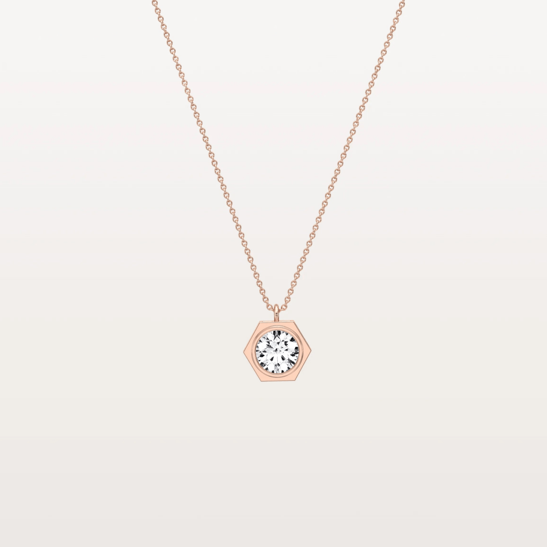 Hexagon Lab Grown Diamond Necklace in 14K Solid Gold/Platinum - Necklaces