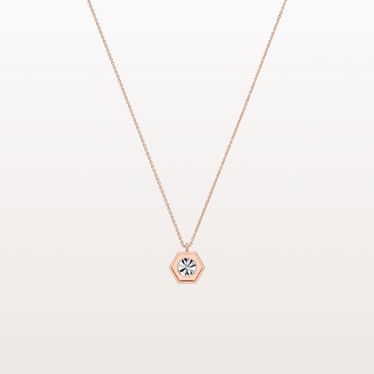 Hexagon Lab Grown Diamond Necklace in 14K Solid Gold/Platinum - Necklaces