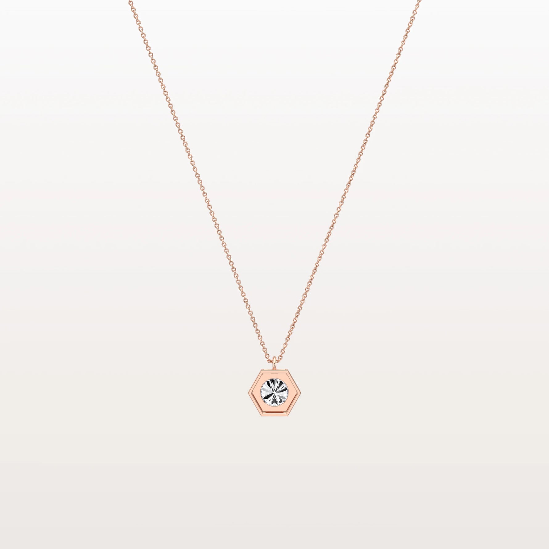 Hexagon Lab Grown Diamond Necklace in 14K Solid Gold/Platinum - Necklaces