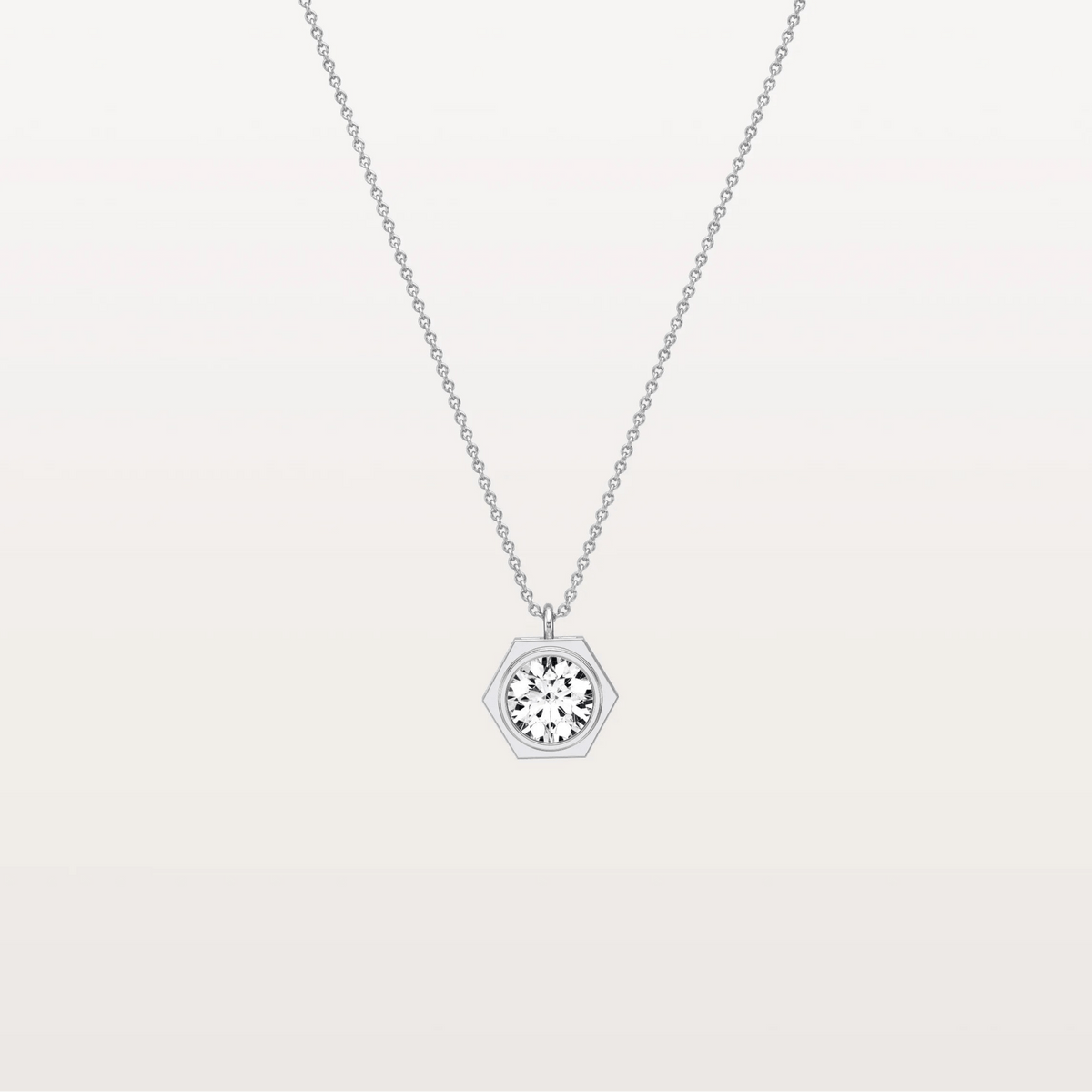 Hexagon Lab Grown Diamond Necklace in 14K Solid Gold/Platinum - Necklaces
