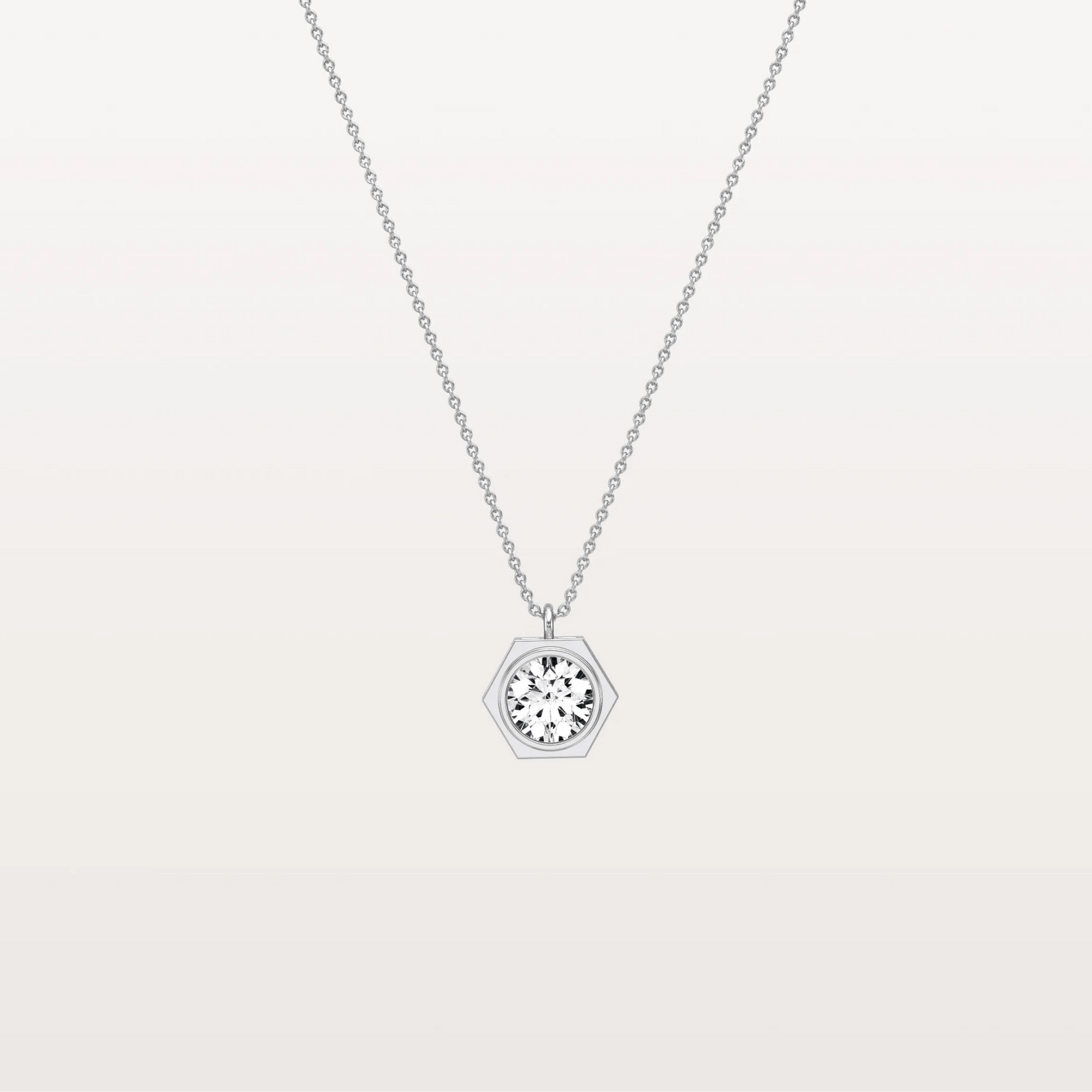 Hexagon Lab Grown Diamond Necklace in 14K Solid Gold/Platinum - Necklaces