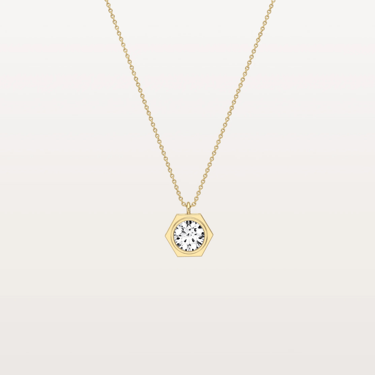 Hexagon Lab Grown Diamond Necklace in 14K Solid Gold/Platinum - Necklaces