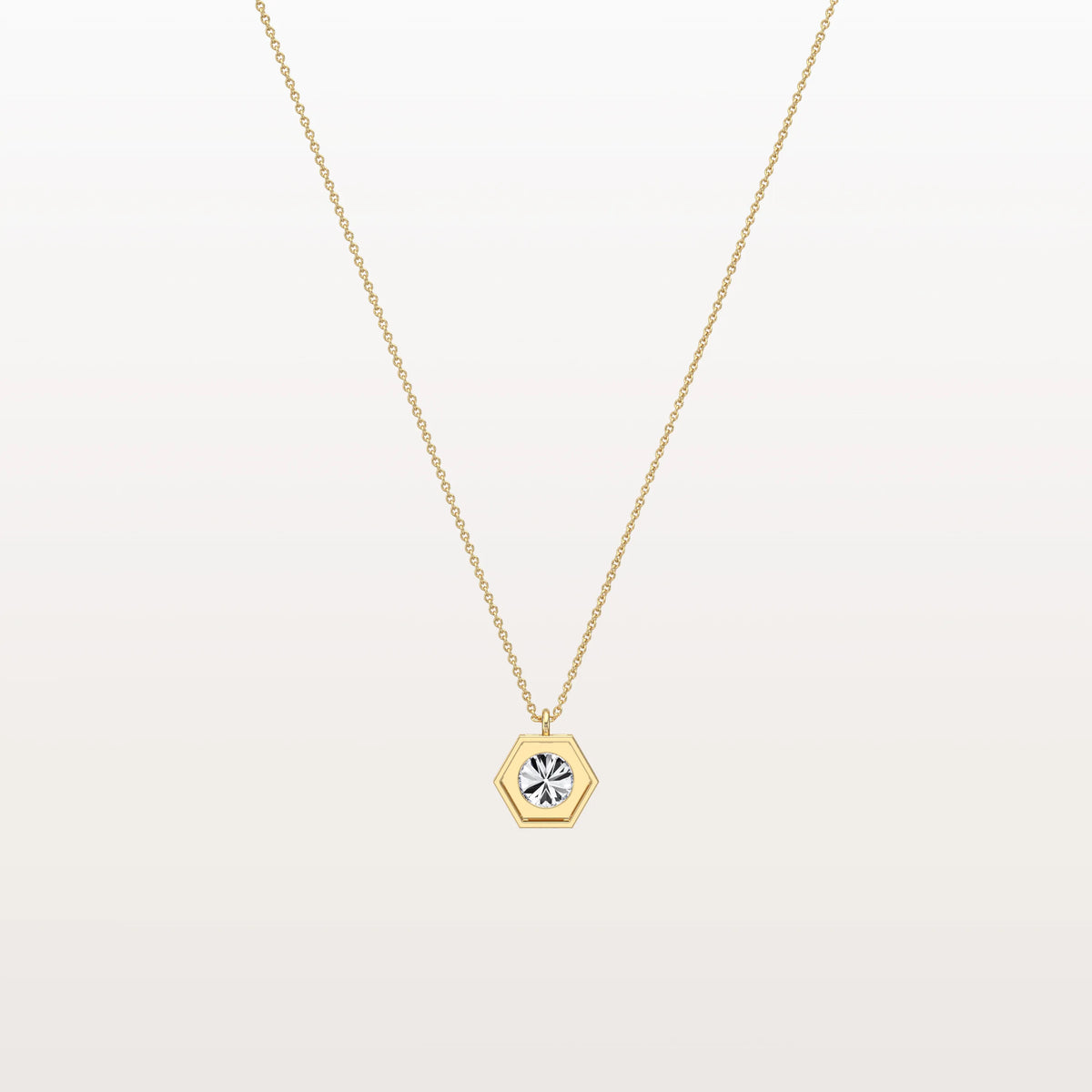 Hexagon Lab Grown Diamond Necklace in 14K Solid Gold/Platinum - Necklaces