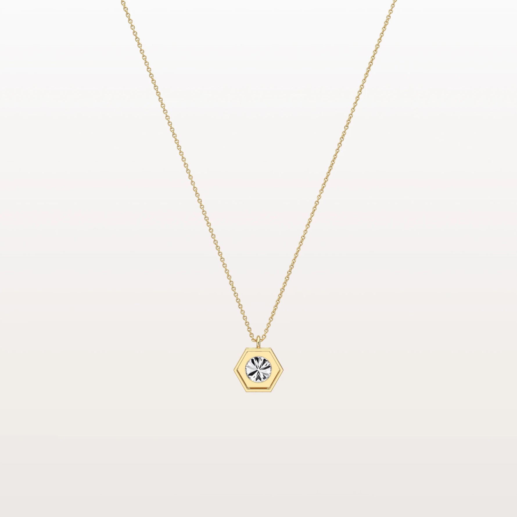 Hexagon Lab Grown Diamond Necklace in 14K Solid Gold/Platinum - Necklaces